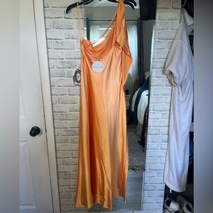 Selfie Leslie-Large Silk Light Orange Maxi Dress
